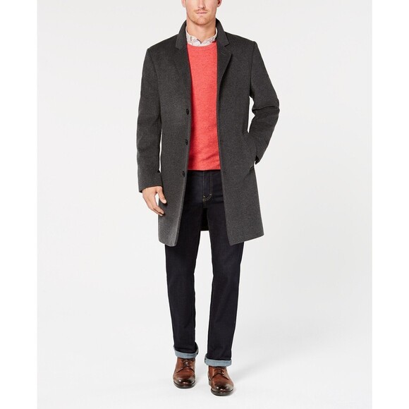 New NWT 46L 46 Long L Mens Over Coat Michael Kors Wool Cashmere Dark Gray Heathe - Picture 2 of 12